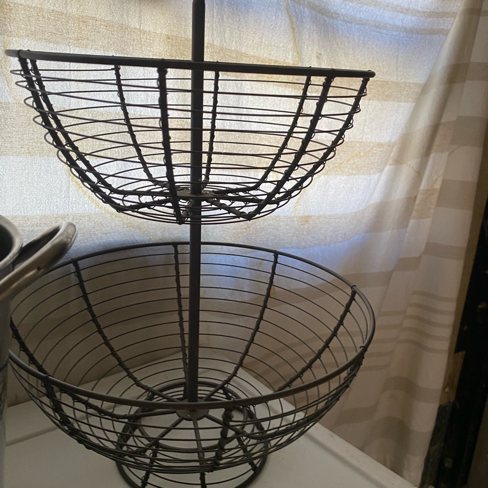 Two-Tier Black Wire Fruit Basket